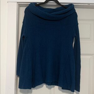 Free People Deep Blue Cowl Neck Sweater